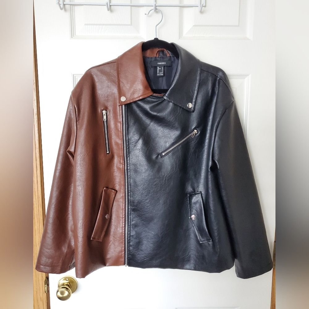 Forever 21 Colorblock Leather Jacket - Picture 4 of 5